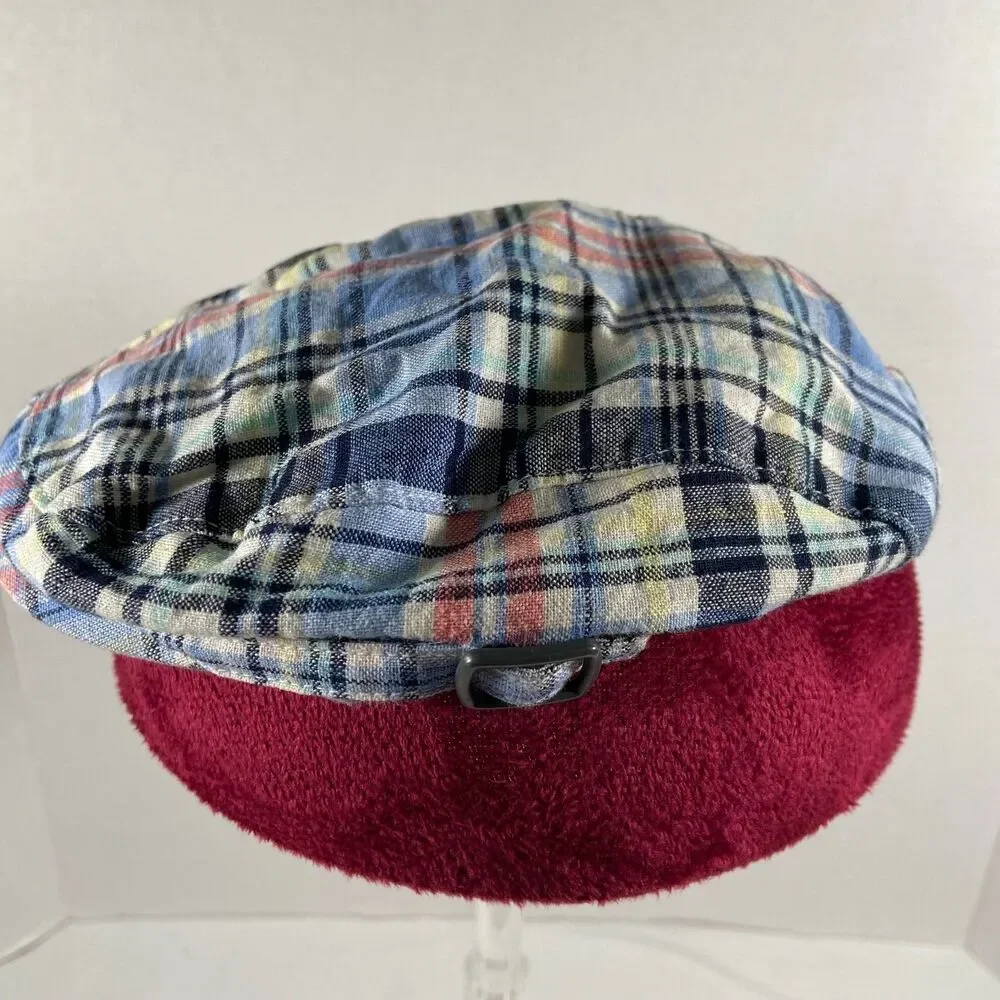 Janie And Jack Baby 6-12 Months Plaid Newsboy Cap Blue Linen Cotton Hat